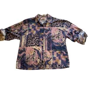 VTG Jeri Marque by C'mon Sportswear Purple Printed Westernwear Button Up Size 14